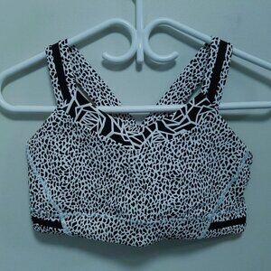 Lululemon Rack Pack Bra 8 Medium Woman's Miss Mosaic White Sports Black Posey